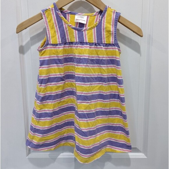 Hanna Andersson Yellow Purple Pink Striped Tank Top Cotton Girls Size 140 10 - Picture 2 of 4